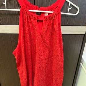 Red sequence tank top